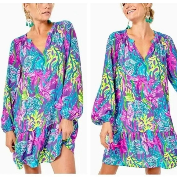 FINAL SALE Lilly Pulitzer Lucee dress in Party All The Tide $198 - Picture 1 of 4